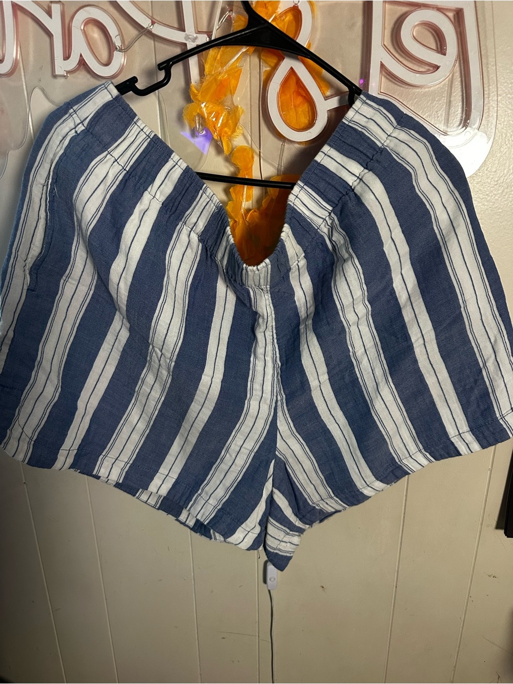 Old Navy Blue and White Striped Cotton Bermudas